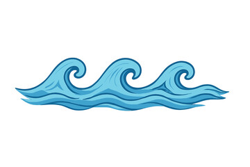 Stylized blue ocean wave border design element