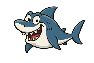 Fototapeta premium Cheerful blue shark character peeking with a wide smile and sharp teeth