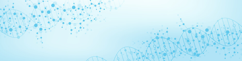 Molecular structure and genetic engineering, atom, neural network, neurons, DNA molecule. Scientific research concept for healthcare, medical, technology, chemistry, science template presentation