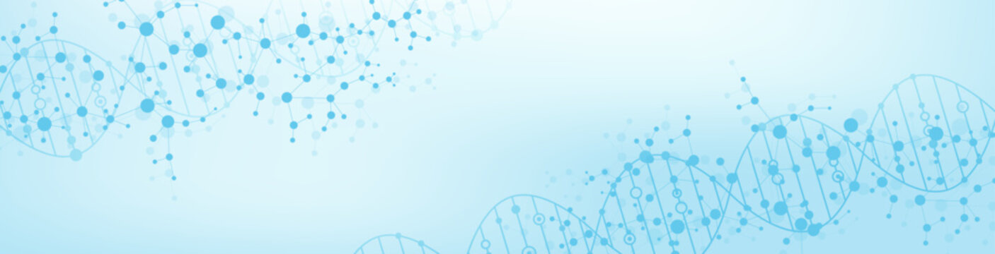 Molecular structure and genetic engineering, atom, neural network, neurons, DNA molecule. Scientific research concept for healthcare, medical, technology, chemistry, science template presentation