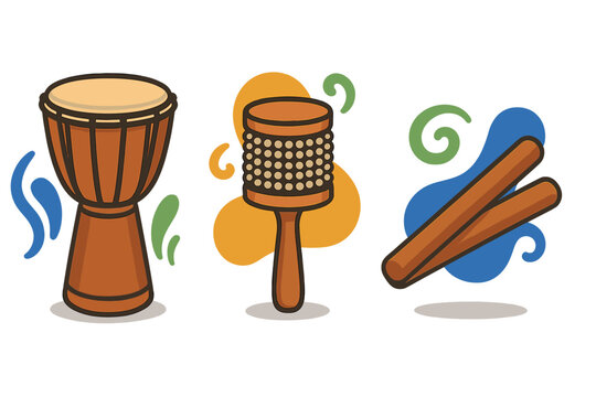 Traditional wooden percussion instruments for creating rhythm and music