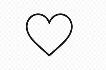 Simple black outline heart shape icon symbol for romance and affection