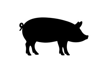 Stylized black silhouette of a domestic pig standing sideways profile view
