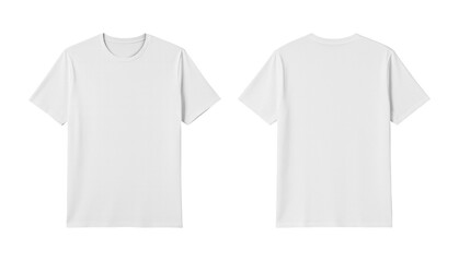 Naklejka premium Blank White T-Shirt Mockup Front and Back Isolated on White Background