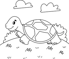 Turtle Coloring Book Illustration