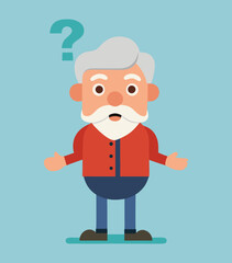 Pensive Old Man Thinking – Conceptual Vector Design