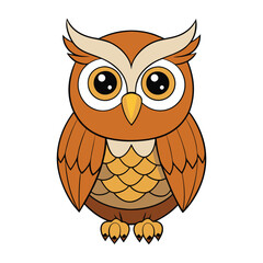 Cute Cartoon Owl on White Background