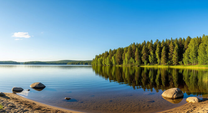 lake in the forest - Powered by Adobe