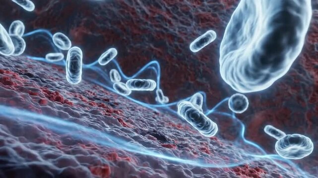 3D Medical Animation Depicting Immune Cells Migrating Through Bloodstream Illustrating Immune System Response and Inflammation Cascade