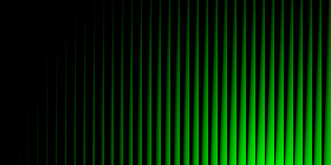 Abstract vertical lines of green light fading into black background