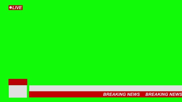 news lower third background overlay template with green screen. modern news lower third overlay design for live broadcast footage. tv broadcast style lower third animation for breaking news updates.