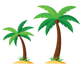 Set of Tiny Palm Trees &ndash; Isolated on White Vector