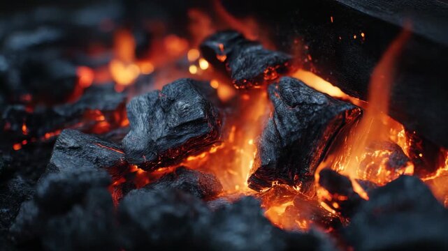 Red-Hot Embers and Smoldering Charcoal Texture