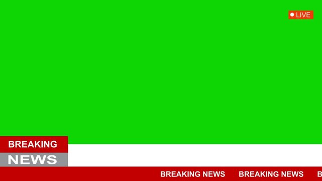 green screen breaking news lower third overlay for video editing. looping breaking news lower third animation for tv and streaming. breaking news 4k lower third banner for broadcast and live streams.