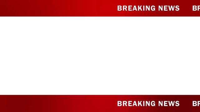live news lower third chyron loop on white screen. tv broadcast style breaking news lower third animation on chroma key. news lower third background overlay with white screen for breaking news updates