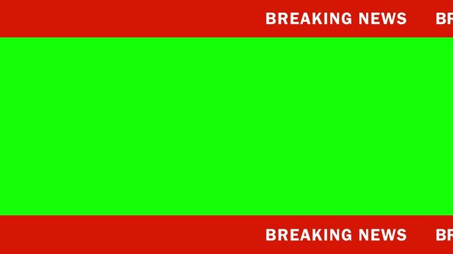 news lower third background overlay with green screen for breaking news updates. tv broadcast style breaking news lower third animation on chroma key. live news lower third chyron loop on green screen