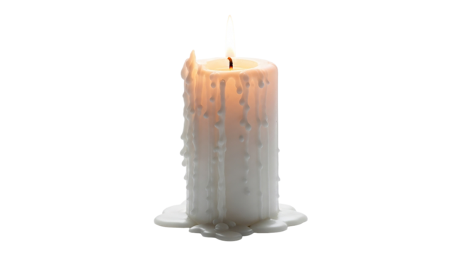 A single candle burns brightly in the darkness a symbol of hope and remembrance soft white wax tears