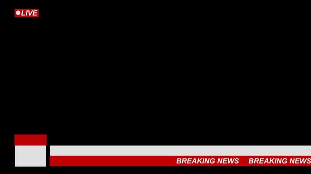 modern news lower third overlay design for live broadcast footage. tv broadcast style lower third animation for breaking news updates. news lower third background overlay template with black screen. 