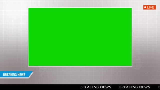 dynamic 4k breaking news display for media & live updates. live breaking news lower third overlay with white and green screen backgrounds. 4k animated breaking news screen for tv & broadcast graphics.