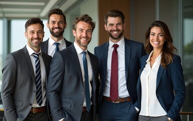 Diverse group of business men and woman at the office ages range from 35 to 45. High quality