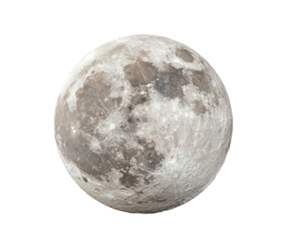 Full moon with visible craters against a stark black backdrop