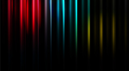 Abstract dark background with vertical glowing lines in various colors for modern technology concept