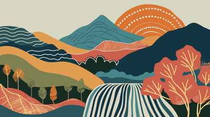 Trendy nature-inspired graphic design with organic shapes and modern aesthetic