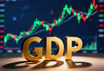 Gross Domestic Product GDP concept with financial analysis chart on screen, representing stock market invest and banking success in finance