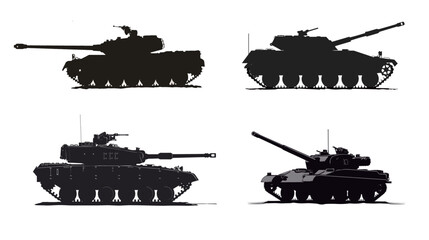 Black vector silhouette of a tank destroyer military vehicle