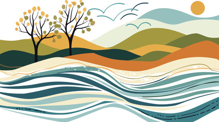 Trendy nature-inspired graphic design with organic shapes and modern aesthetic