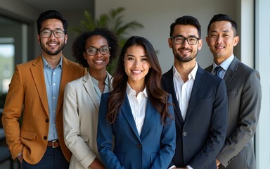 portrait shot diverse group of business professionals Modern multi ethnic business team standing and looking at camera,ai generate. High quality