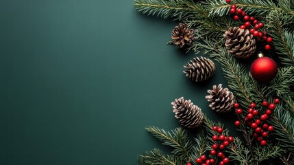 Festive Green Christmas Background.