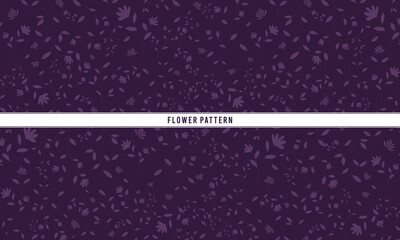 Monochrome Floral Seamless Pattern with Dark Purple Silhouettes