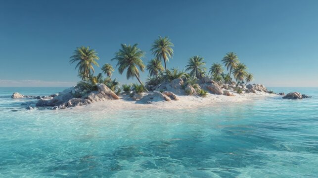 Secluded tropical island paradise with pristine white sand beaches and turquoise waters