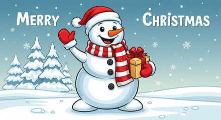 snowman with christmas tree