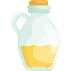 Transparent Glass Bottle With Orange Liquid And Orange Cap And Handle Full Of Liquid With Bubbles Isolated On White Background Vector Illustration