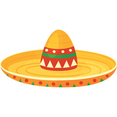 Traditional Sombrero Hat With Colorful Geometric Patterns And Red Orange And Green Accents On A Clean Transparent Background