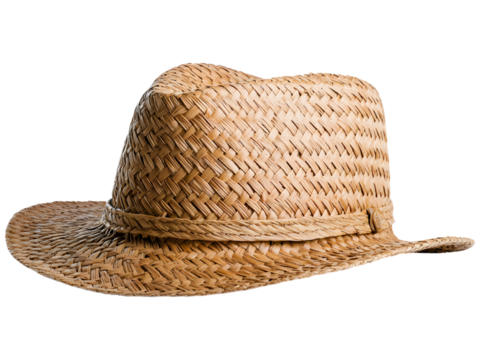 Straw hat isolated on transparent background. Perfect for summer, vacation, and travel design.