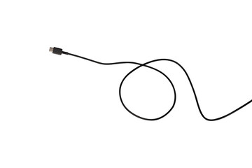USB Type-C cable isolated on a transparent PNG. Ideal for concepts related to business technology, data transfer, connectivity and fast charging for modern devices.