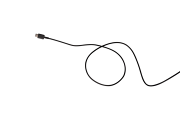 USB Type-C cable isolated on a transparent PNG. Ideal for concepts related to business technology, data transfer, connectivity and fast charging for modern devices.