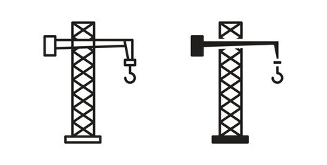 Construction crane icon line and filled style suitable for web and mobile application