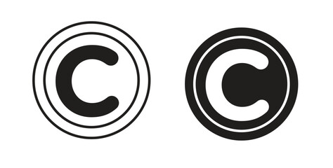 Copyright icon line and filled style suitable for web and mobile application