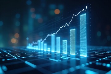 Futuristic Business Dashboard Technology Displaying Real-Time Analytics in a Visually Stunning Holographic Form