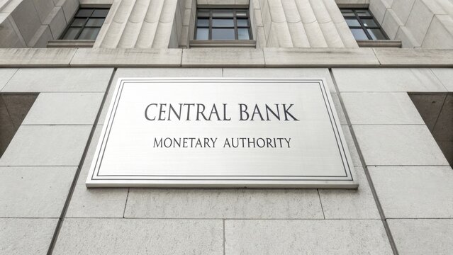Close up of a Central Bank sign on a building facade