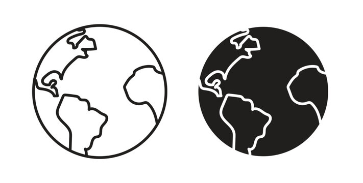 Earth icon line and filled style suitable for web and mobile application