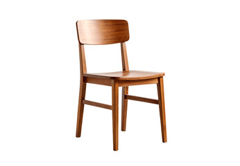 Fototapeta premium Classic wooden dining chair with curved backrest and natural wood finish, isolated on a transparent background