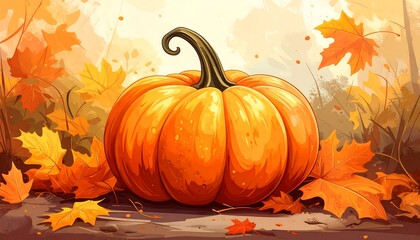 Autumn Pumpkin Still Life - A Seasonal Watercolor Painting.