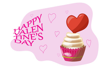 Valentine's Day background. Romantic design templates with hearts and cake for February 14th. Elegant vector illustrations.
