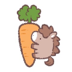 ニンジンに抱き着くウマ