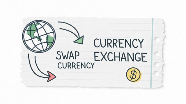 Graphic Showing Currency Exchange and Financial Concepts
